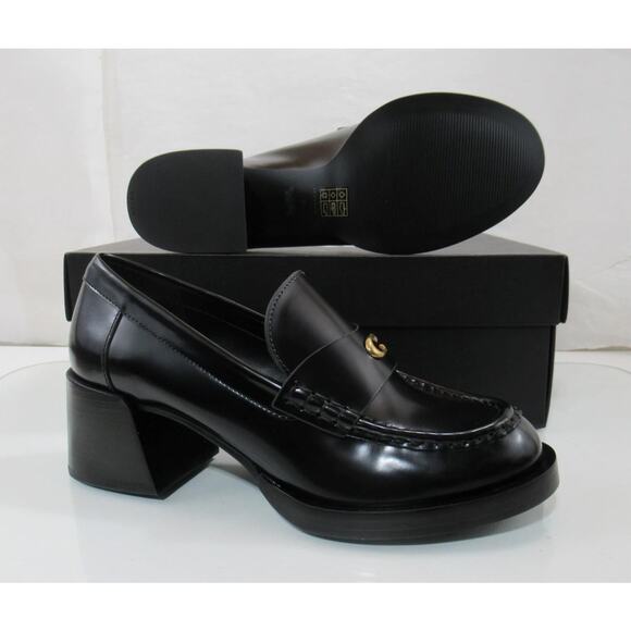 Women's Coach Natalie Leather Loafer Block Heel Pumps Signature C Black Size 8 - Picture 8 of 8